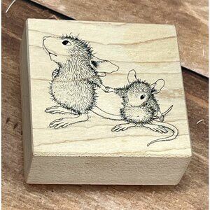 RARE HTF 1999 HOUSE MOUSE 333D AMANDA & FRIEND WOOD/RUBBER STAMP BY STAMPA ROSA